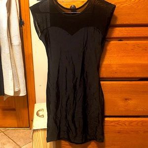 American Apparel Dress Size M/L Black knee length sheer top and back of dress!